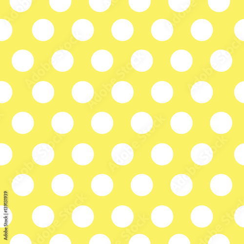 Seamless yellow polka dot pattern repeatable tileable vector