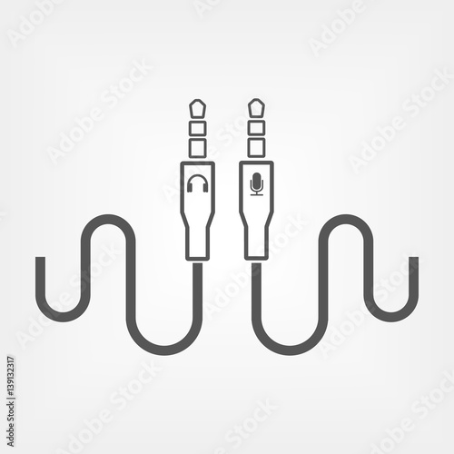 Audio cable icon. 3.5 mm TRS connectors. minimalistic flat design. Vector concept illustration for web.