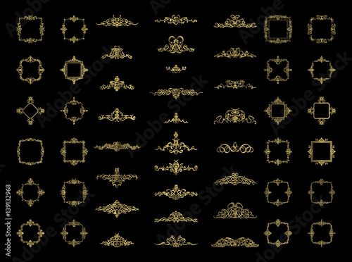 Gold Wicker lines and old decor elements in vector.