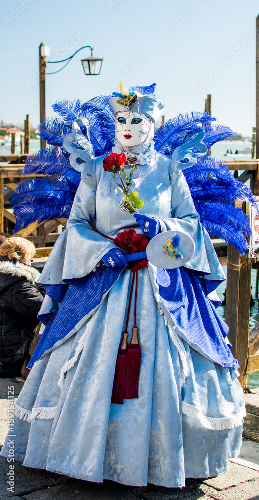 Naklejka premium Venetian carnival mask,Venice,Italy,25 February 2017,Traditional carnival in Venice venetian carnival mask