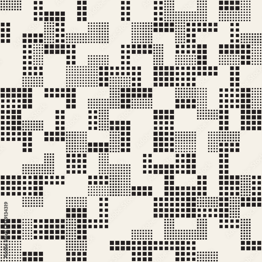 Endless Abstract Background With Random Size Squares. Vector Seamless Pattern.