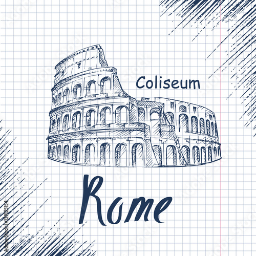 Photography hand drawn sketch of the Coliseum