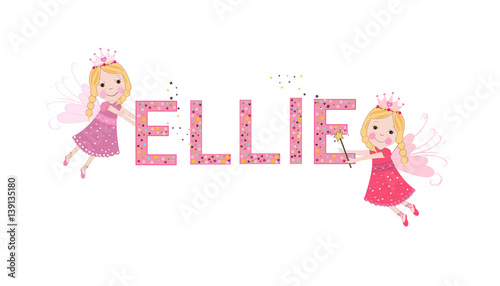 Εκτύπωση καμβά Ellie female name with cute fairy tale