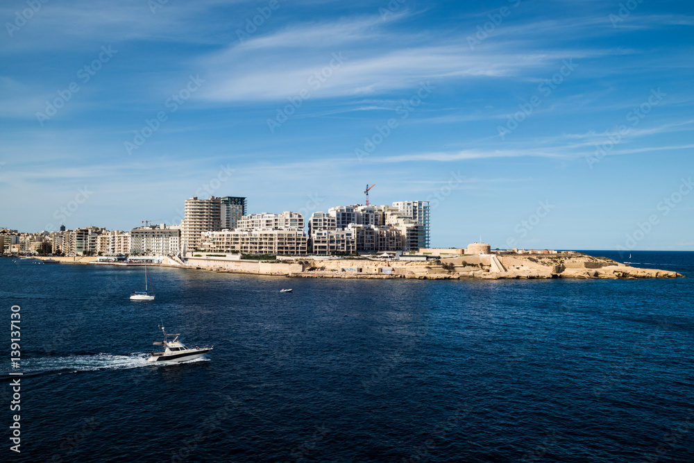 Valletta, Capital City of Malta, Europa, new city under construction, view on Sliema.