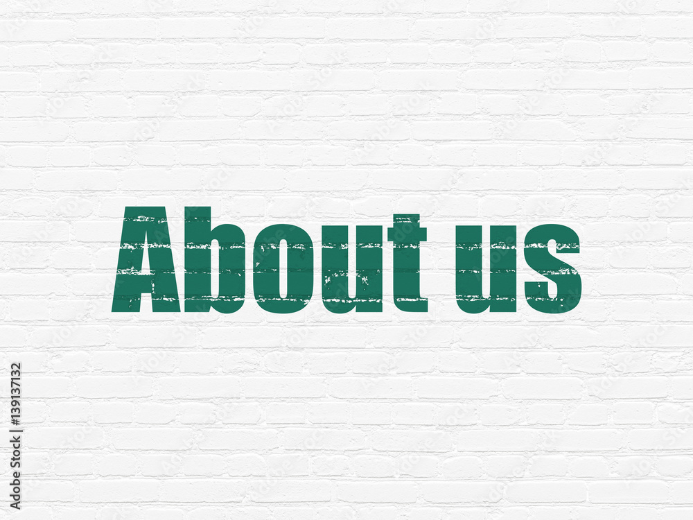 Obraz premium Business concept: About us on wall background