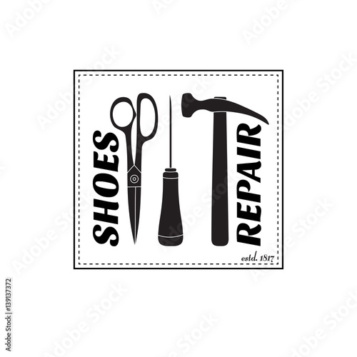 vector image of logo of shoe repair services. Concept for workshop repair