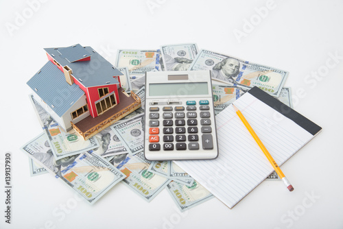 house, money and calculator