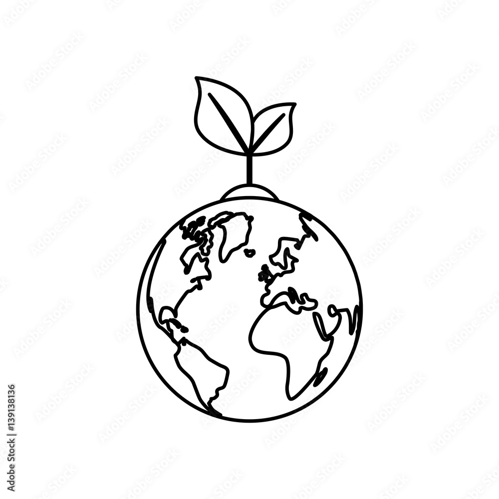 Green planet ecology icon vector illustration graphic design