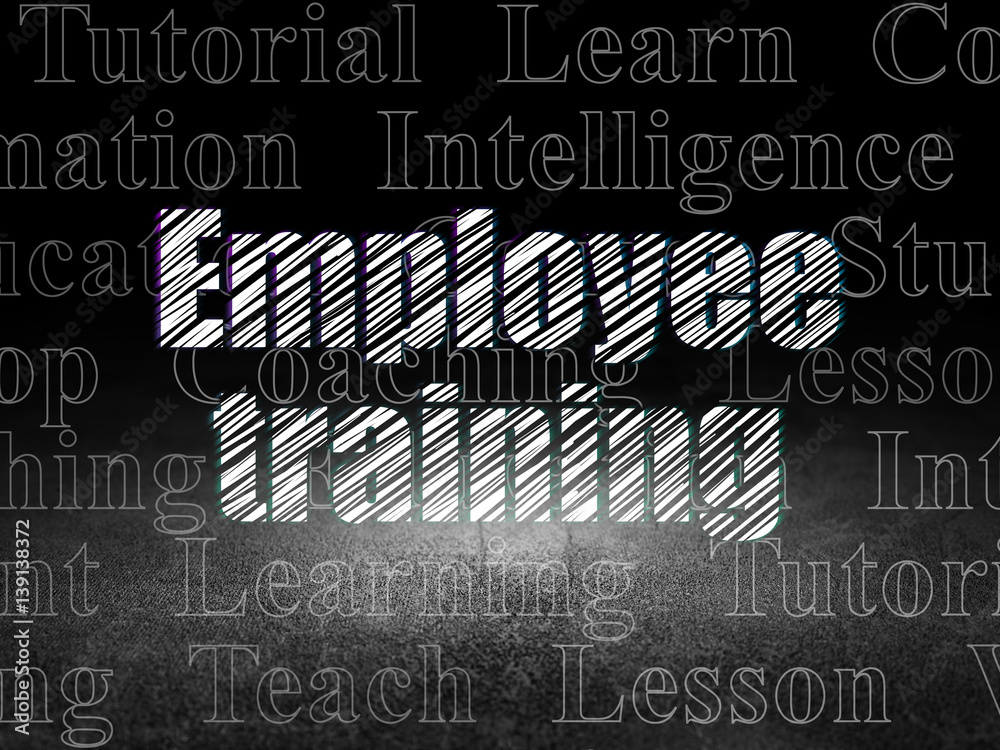 Fototapeta premium Studying concept: Employee Training in grunge dark room