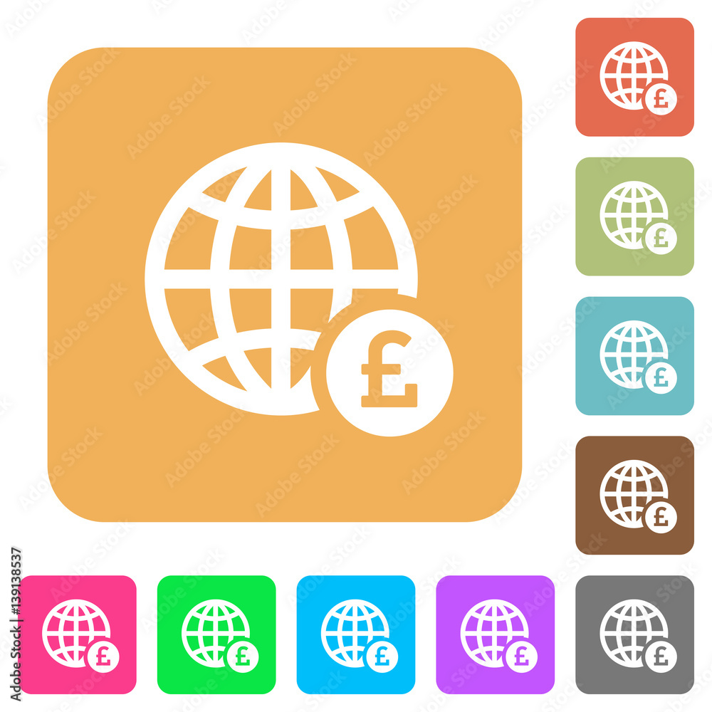 Online Pound payment rounded square flat icons Online Pound payment rounded square flat icons