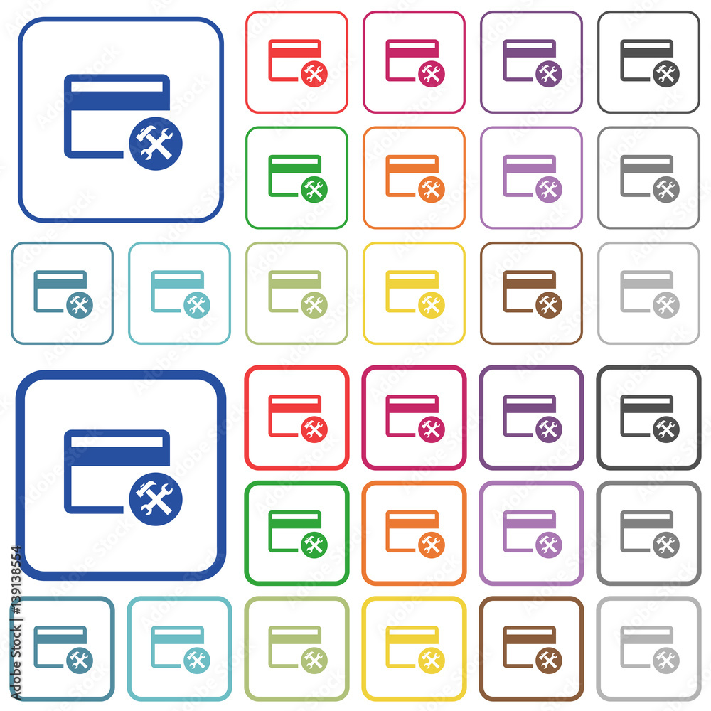 Credit card tools outlined flat color icons Credit card tools outlined flat color icons