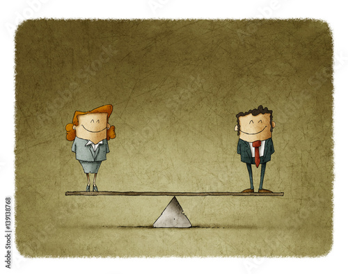 Man is equal to woman business concept