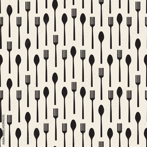 seamless monochrome kitchen tools pattern background