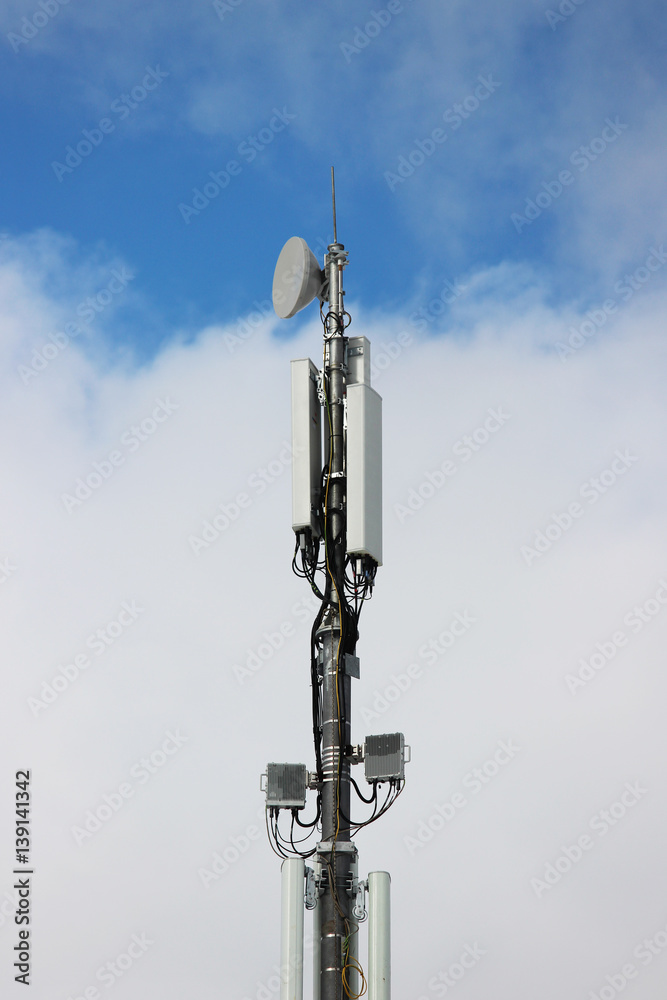 equipment for telecommunications and satellite dishes on the tower. equipment for telecommunications and satellite dishes on the tower.