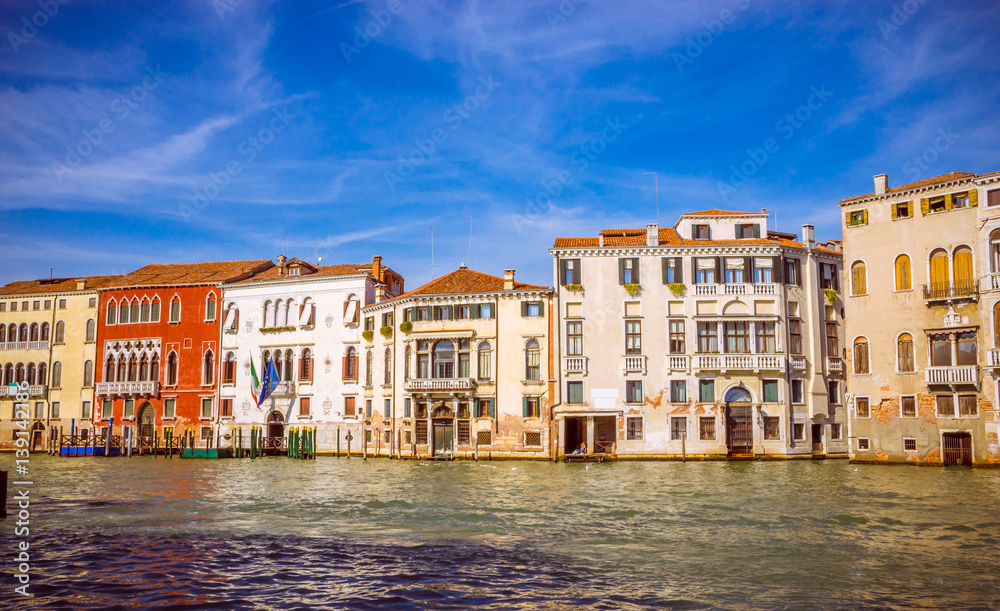 Panoramic view of famous Grand Canal in Venice, Italy