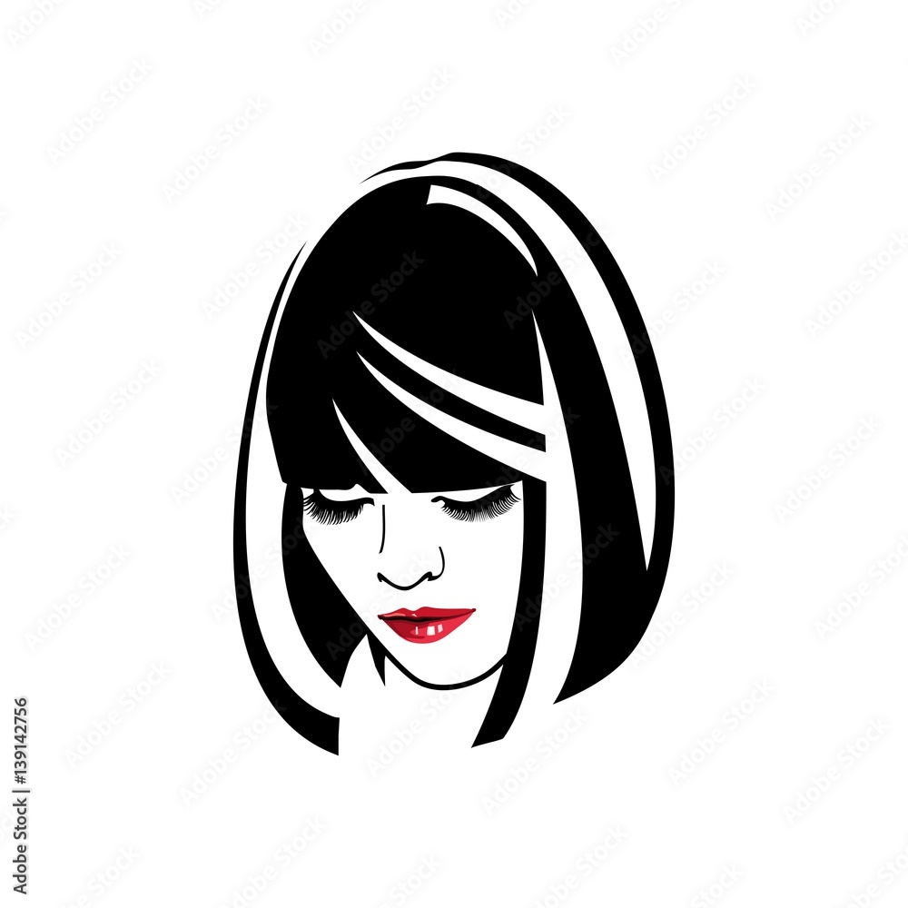 beautiful young woman with long hair and red lips beautiful young woman with long hair and red lips