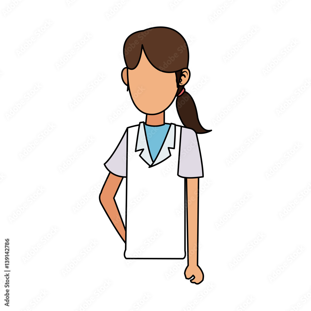 Fototapeta premium young woman with laboratory or medical robe icon image vector illustration design 