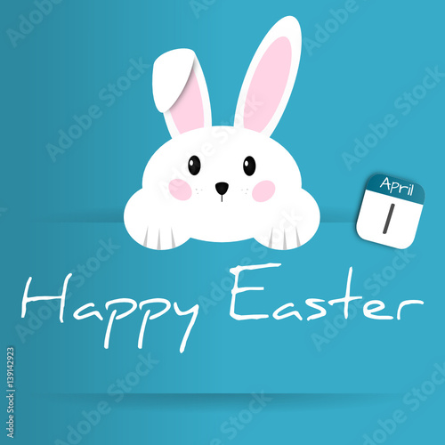 happy easter- april 1st 2018 - easter rabbit - blue background