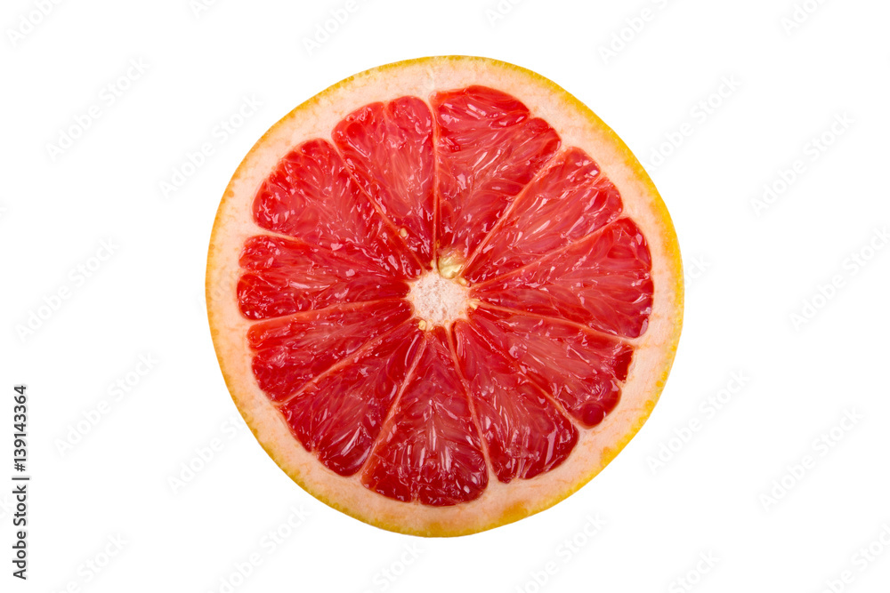 Grapefruit isolated on white background. Round slice of fresh fruit. Grapefruit isolated on white background. Round slice of fresh fruit.