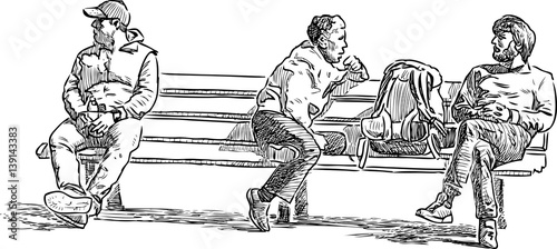 men on a park bench