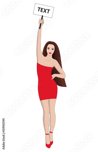 Sexy lady hand up red dress