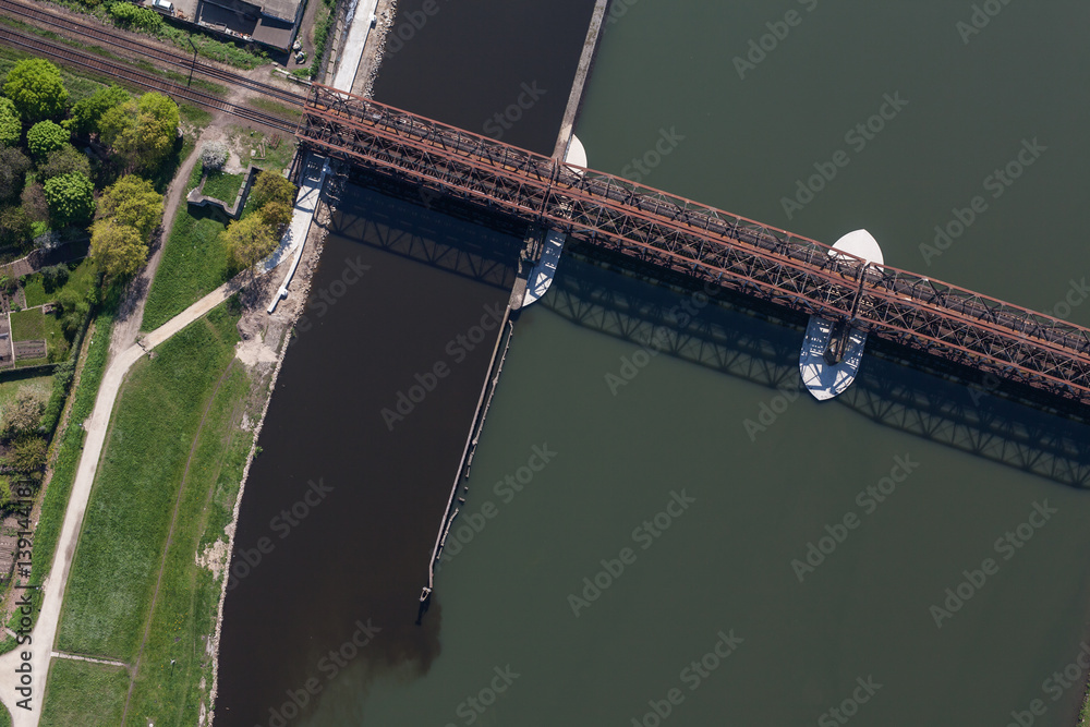 aerial view of railway bridge