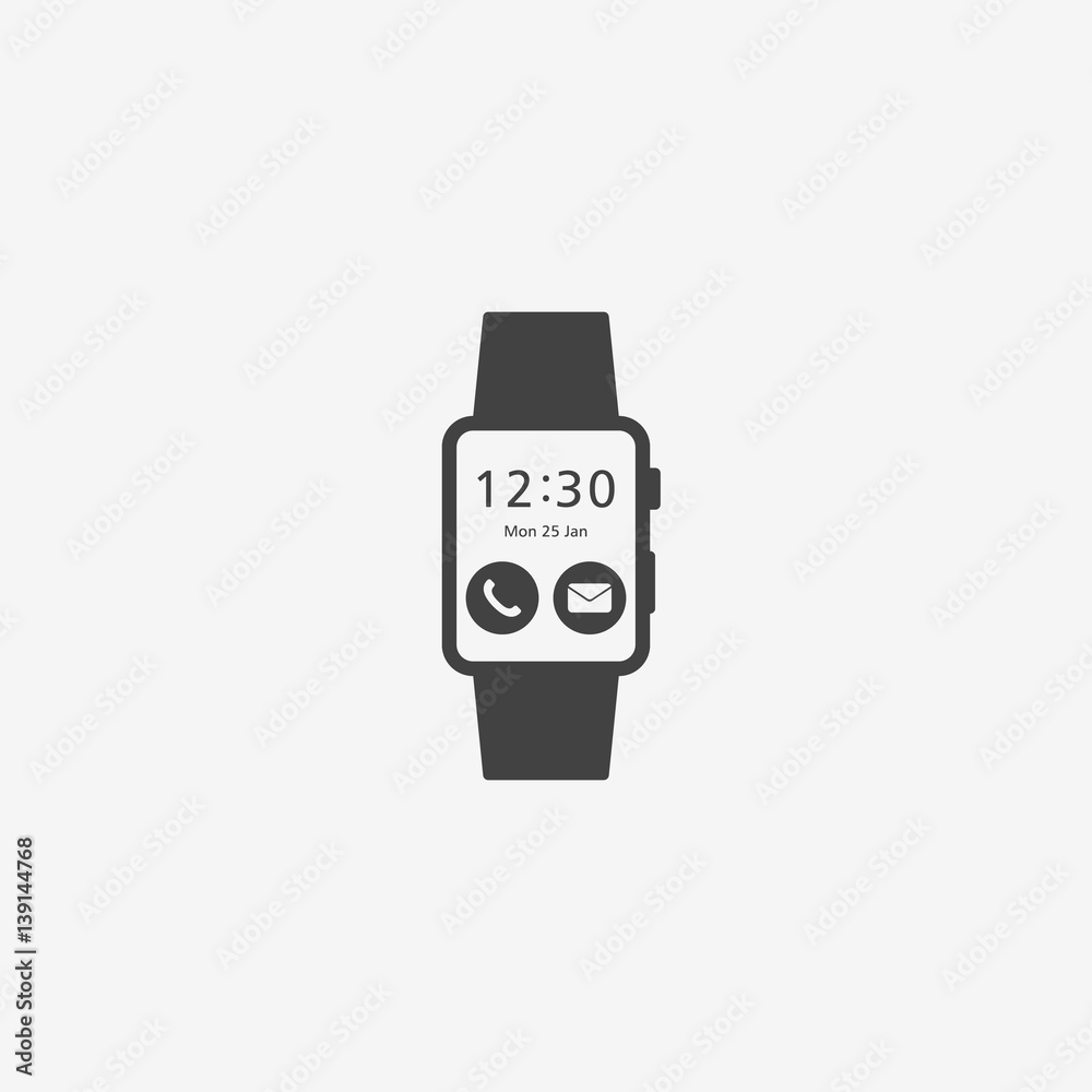 Smart watch monochrome icon. Vector illustration. Smart watch monochrome icon. Vector illustration.