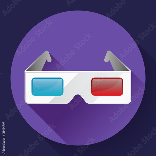 Flat anaglyph 3d glasses vector cinema icon. 3d glasses icon