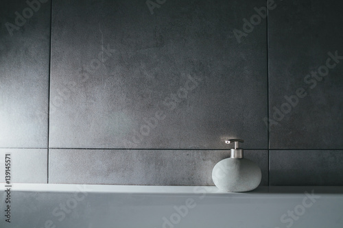 liquid soap in bottle. interior; bath; toilet;