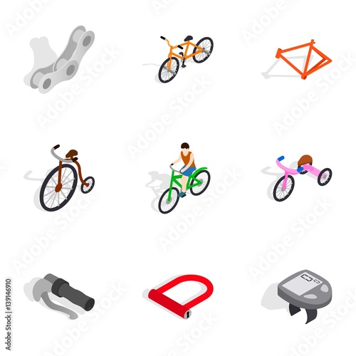 Bicycle sport fitness icons set