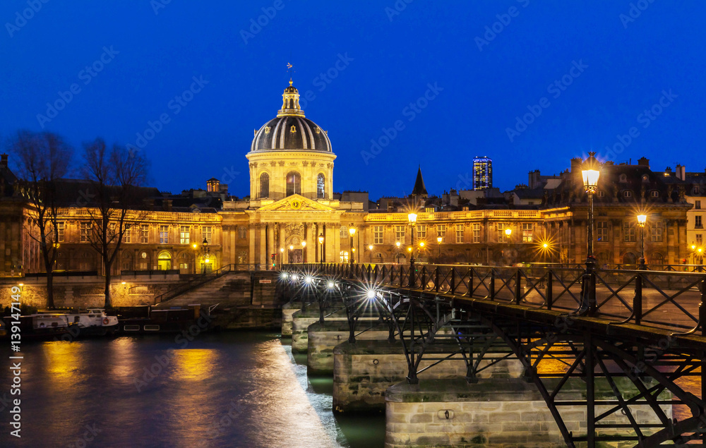 The French Academy at night, Paris, France.