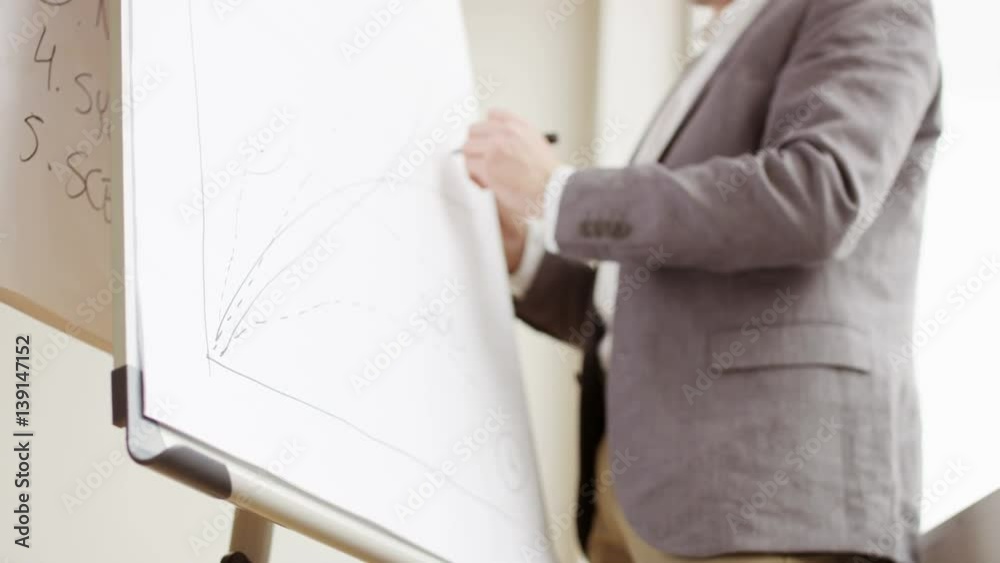 Businessman Drawing a Long Line on a Chart Businessman Drawing a Long Line on a Chart