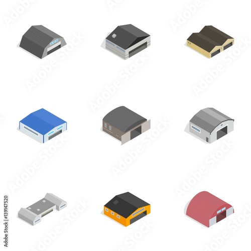 Hangar icons, isometric 3d style