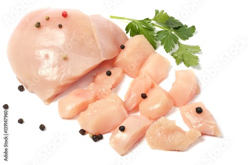 Raw chicken fillet isolated on white