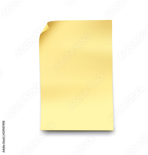 Yellow stick note isolated on white background. Vector element ready for your design.