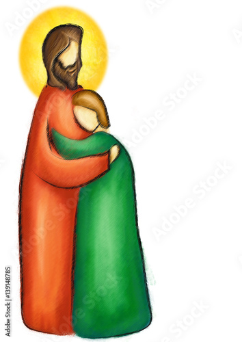 Good father and prodigal son. Concept of God's forgiveness and love. Abstract religious christian Bible illustration.