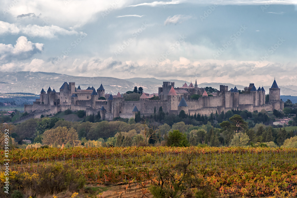 unique french medieval Carcassonne fortress  added to the UNESCO list of World Heritage Sites