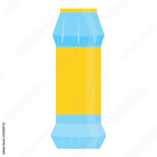 Cleaner powder bank. Cleaning powder bottle with label. Vector illustration.