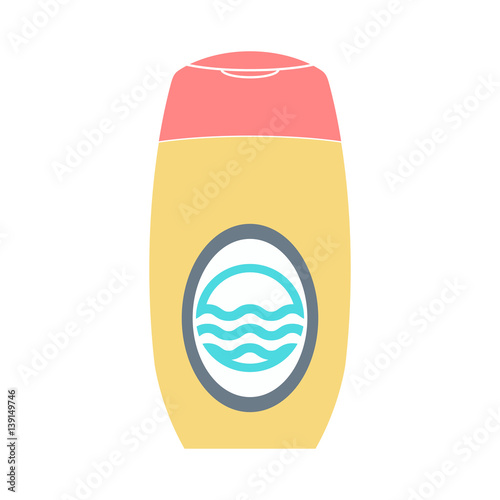 Yellow Plastic Bottle Shampoo Isolated on White Background. Vector illustration