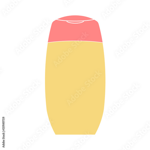 Yellow Plastic Bottle Shampoo Isolated on White Background. Vector illustration
