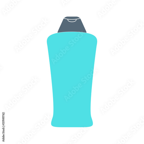 Azure Plastic Bottle Shampoo Isolated on White Background. Vector illustration