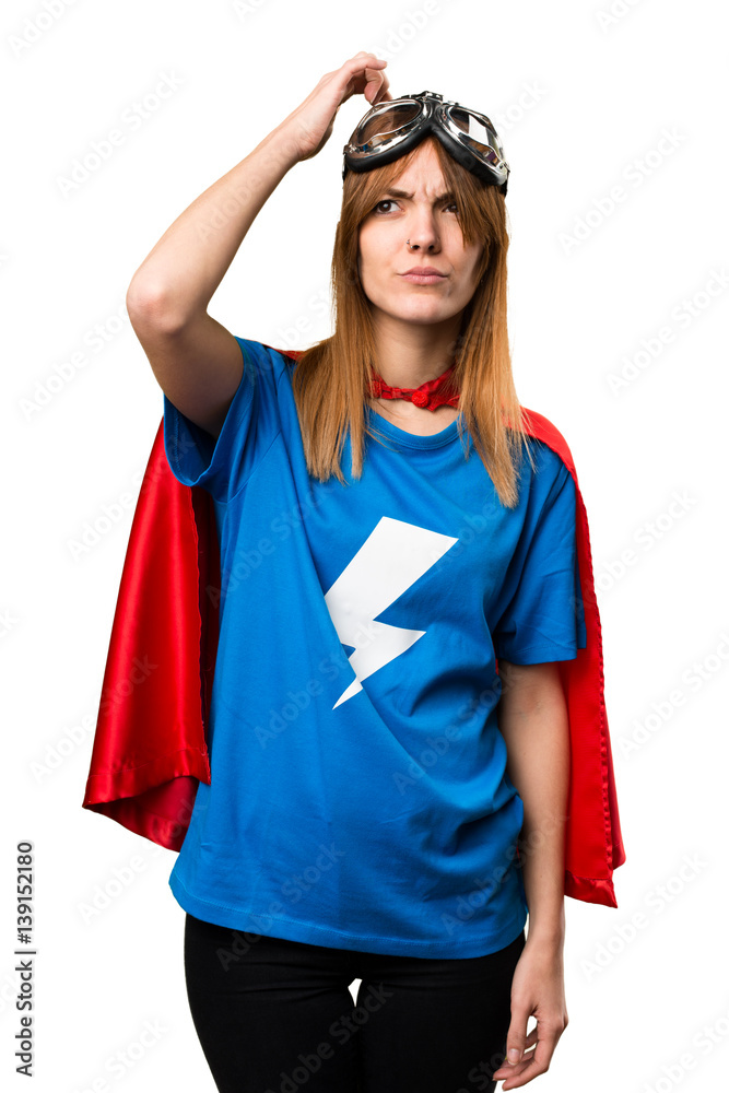 Pretty superhero girl having doubts