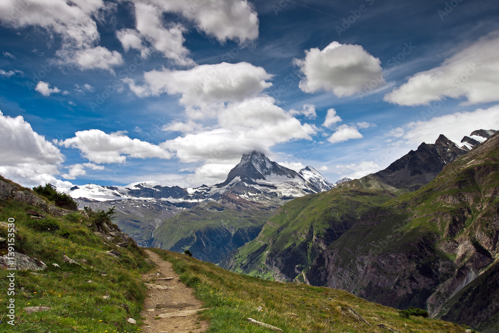 Beautiful mountain spring day with Matterhorn view