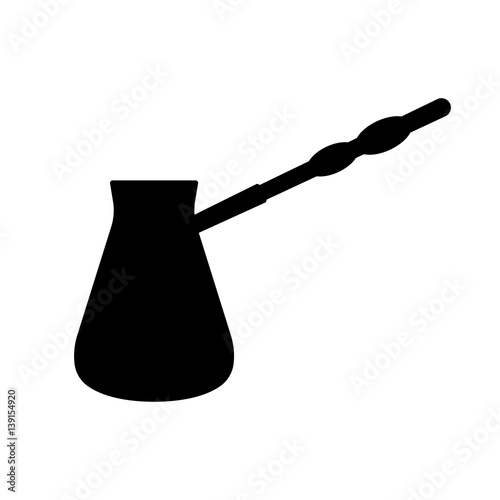 Turkish coffee pot, cezve or ibrik icon. Metal container for making strong Turkish coffee. Vector Illustration