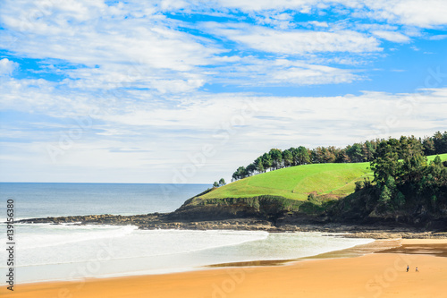 meadow and beach at basque country, Spain