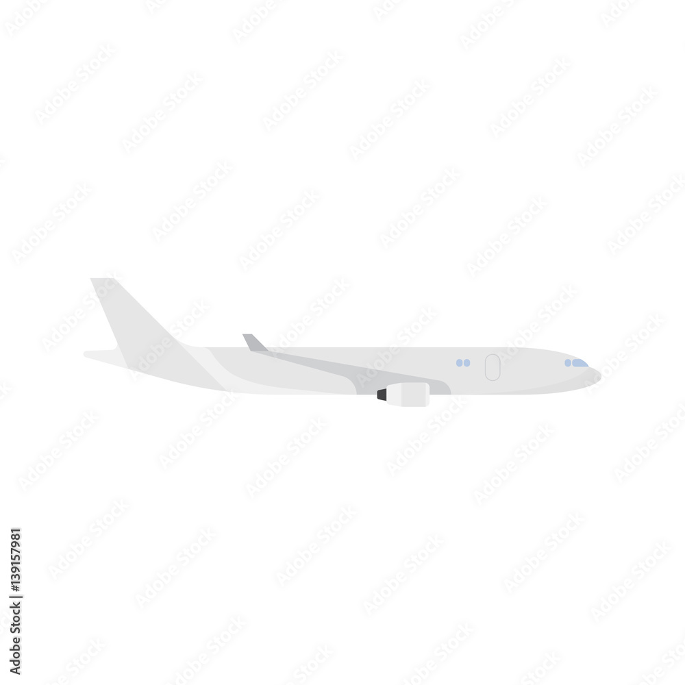 Aircraft flying in the white background. Flat vector illustration for business.