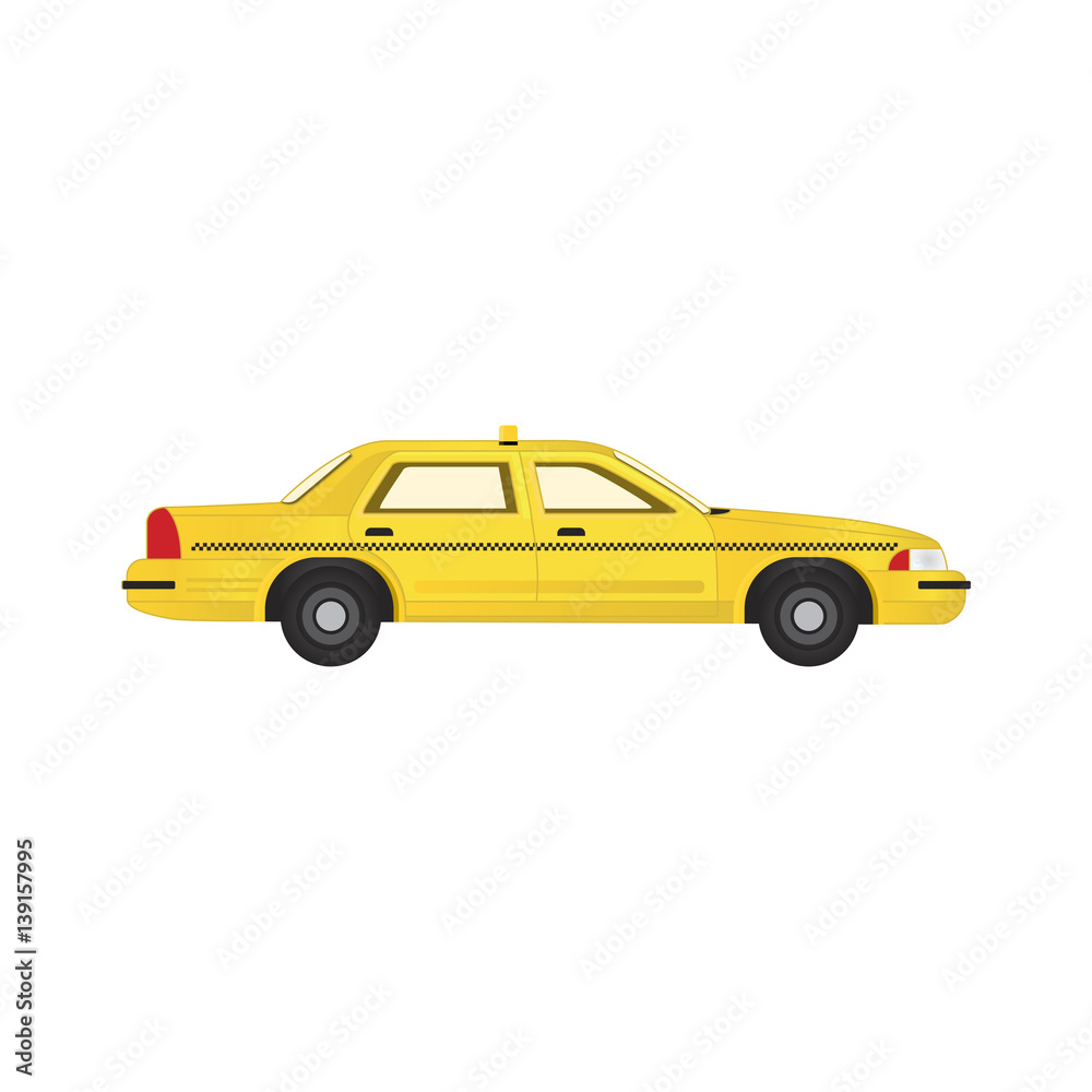 Taxi yellow car on a white background. Flat vector illustration EPS10.