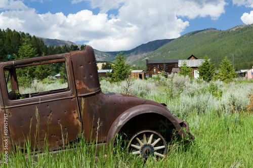 Antique rustic car in Elkhorn, Montana ghost town
 photo