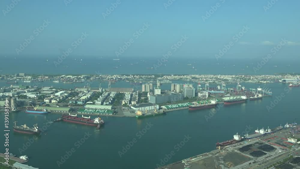 The Port of Kaohsiung, the largest harbor in Taiwan. Pan. 4K The Port of Kaohsiung, the largest harbor in Taiwan. Pan. 4K
