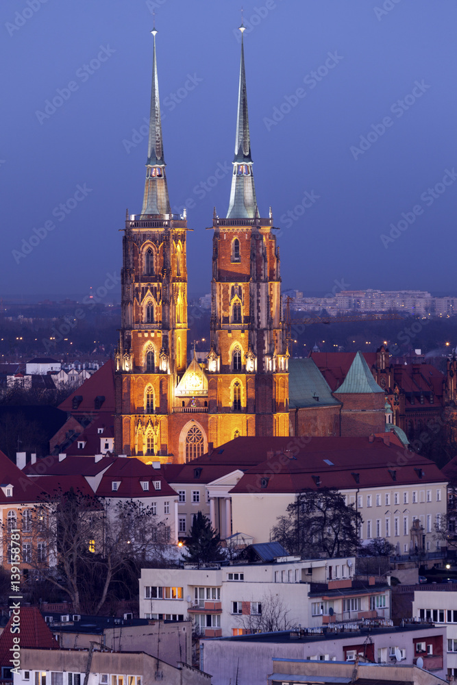 Fototapeta premium Wroclaw Cathedral at night